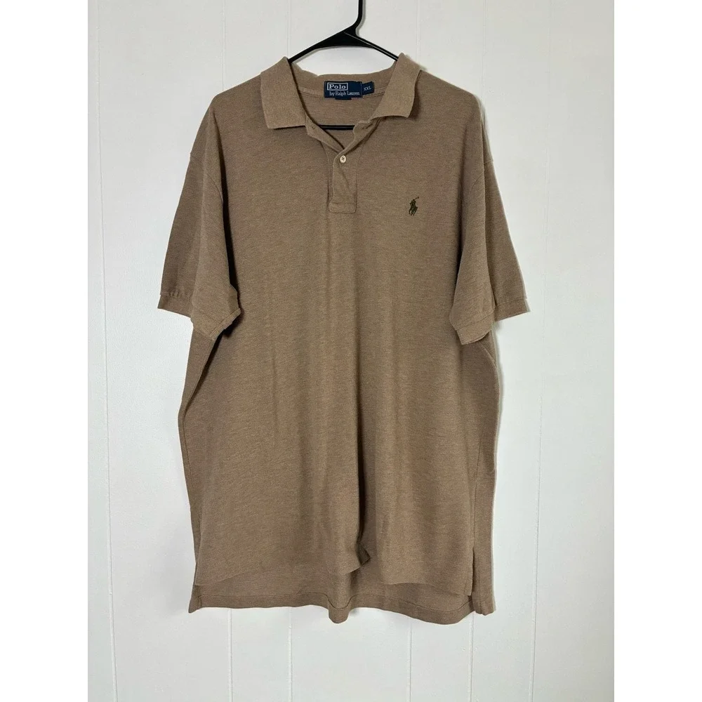 Polo Ralph Lauren‎ Men's Tan Short Sleeve Polo Shirt Big XXL Embroidered Pony